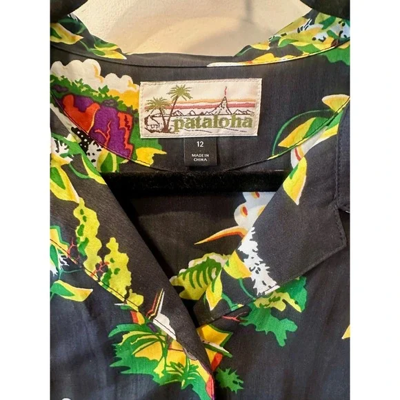 Vtg Patagonia 25th Anniv Pataloha Hawaiian Shirt Aloha Sz 12 Rare Y2K Hale'iwa - Picture 3 of 7